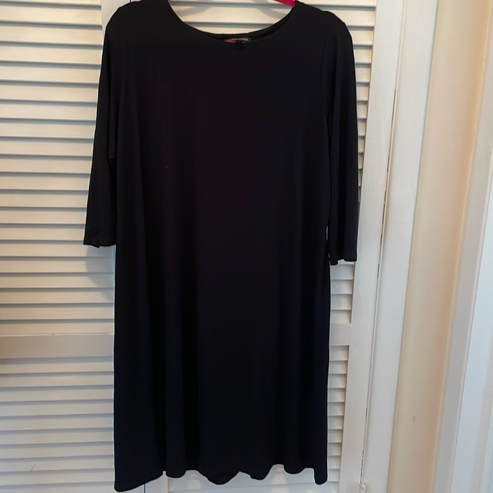 New no tag Eileen fisher black dress L stretch easy dress tie in the back